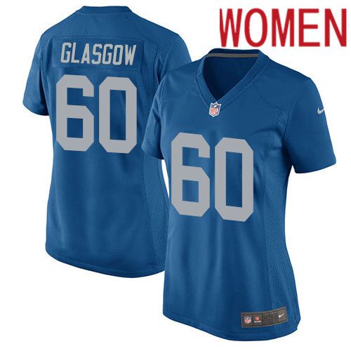 Women Detroit Lions #60 Graham Glasgow Nike Blue Game Alternate Player NFL Jersey->women nfl jersey->Women Jersey